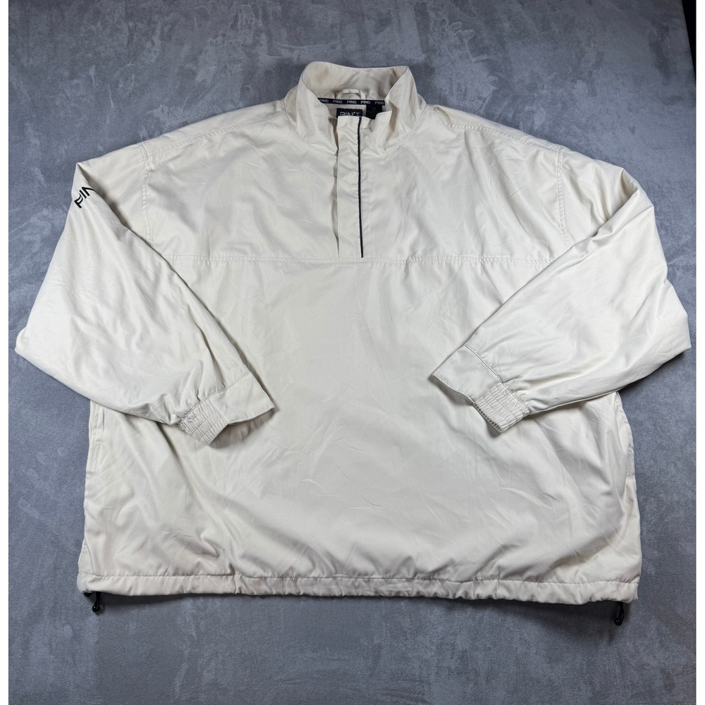 PING Collection Golf Men's 1/4 Zip Pullover Windbreaker Jacket‎ Cream White 2X